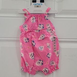Baby Girl Carters Romper Size 3M & 6M Pink Ocean Themed NWT 🐠